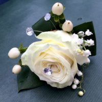 Ivory rose diamonte boutonniere