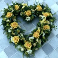 ellow loose open heart wreath